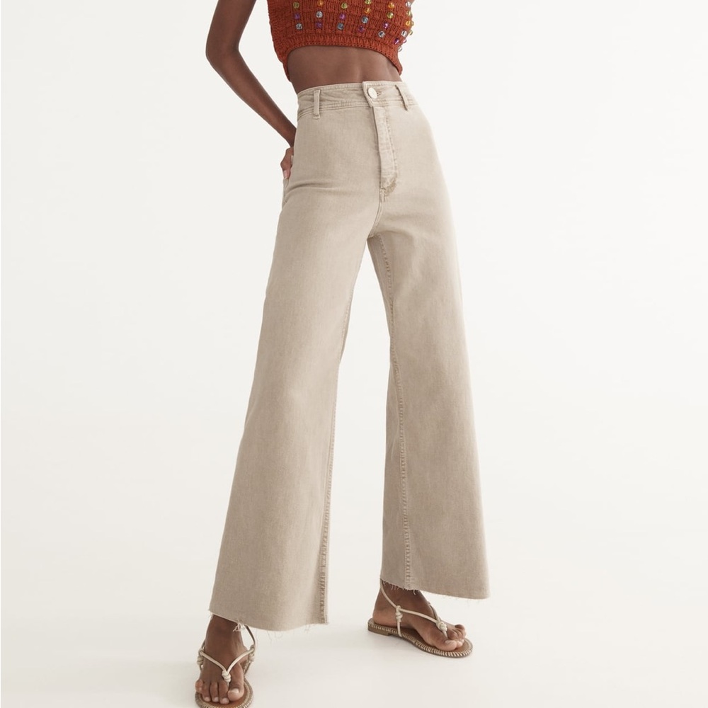 zara straight jeans - beige / cream